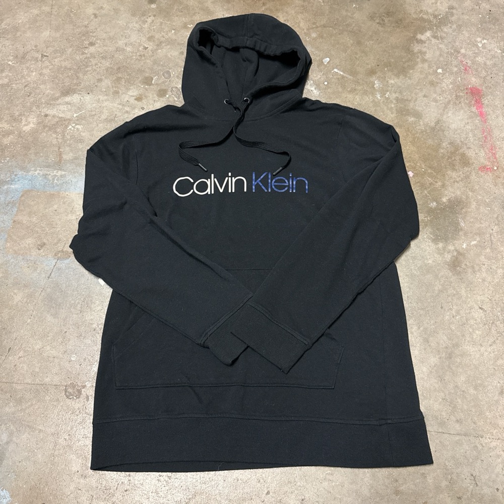 Calvin Klein Black And Blue Logo Hoodie Size Medium Men’s Y2K